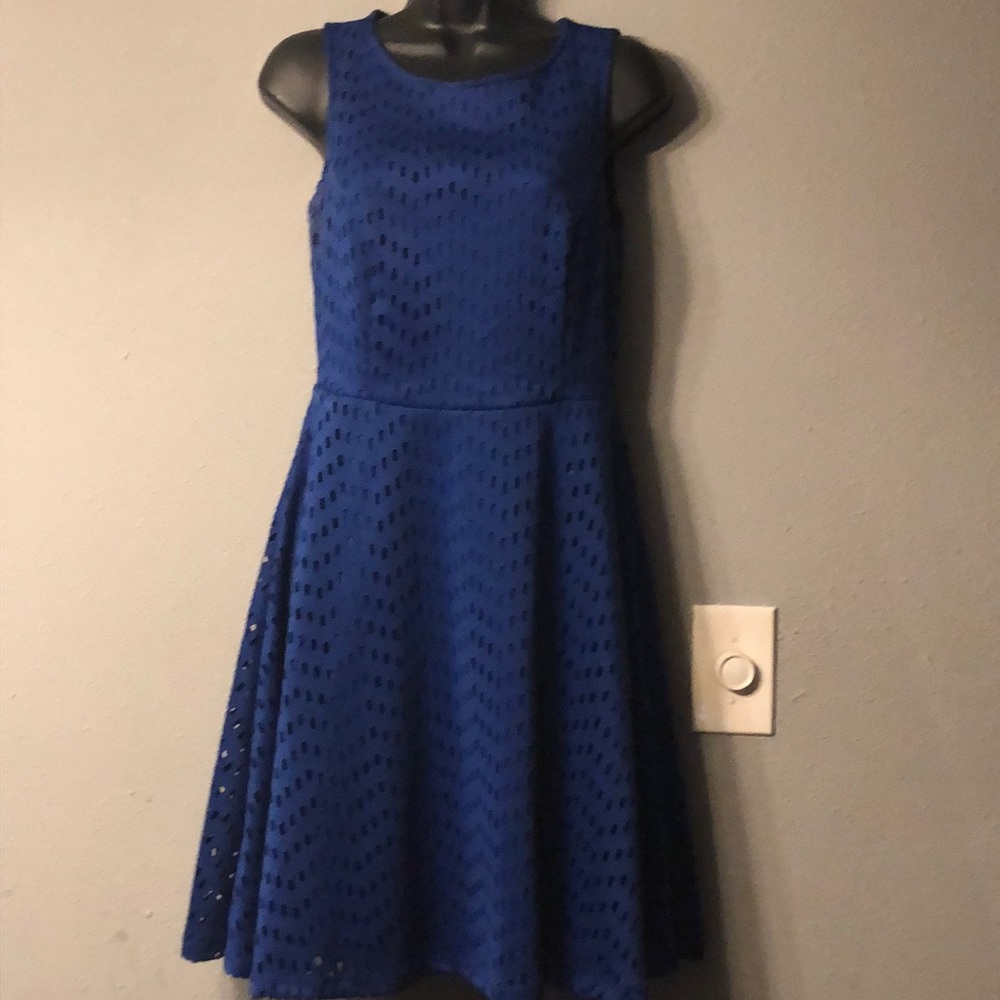 Royal blue dress above the knee